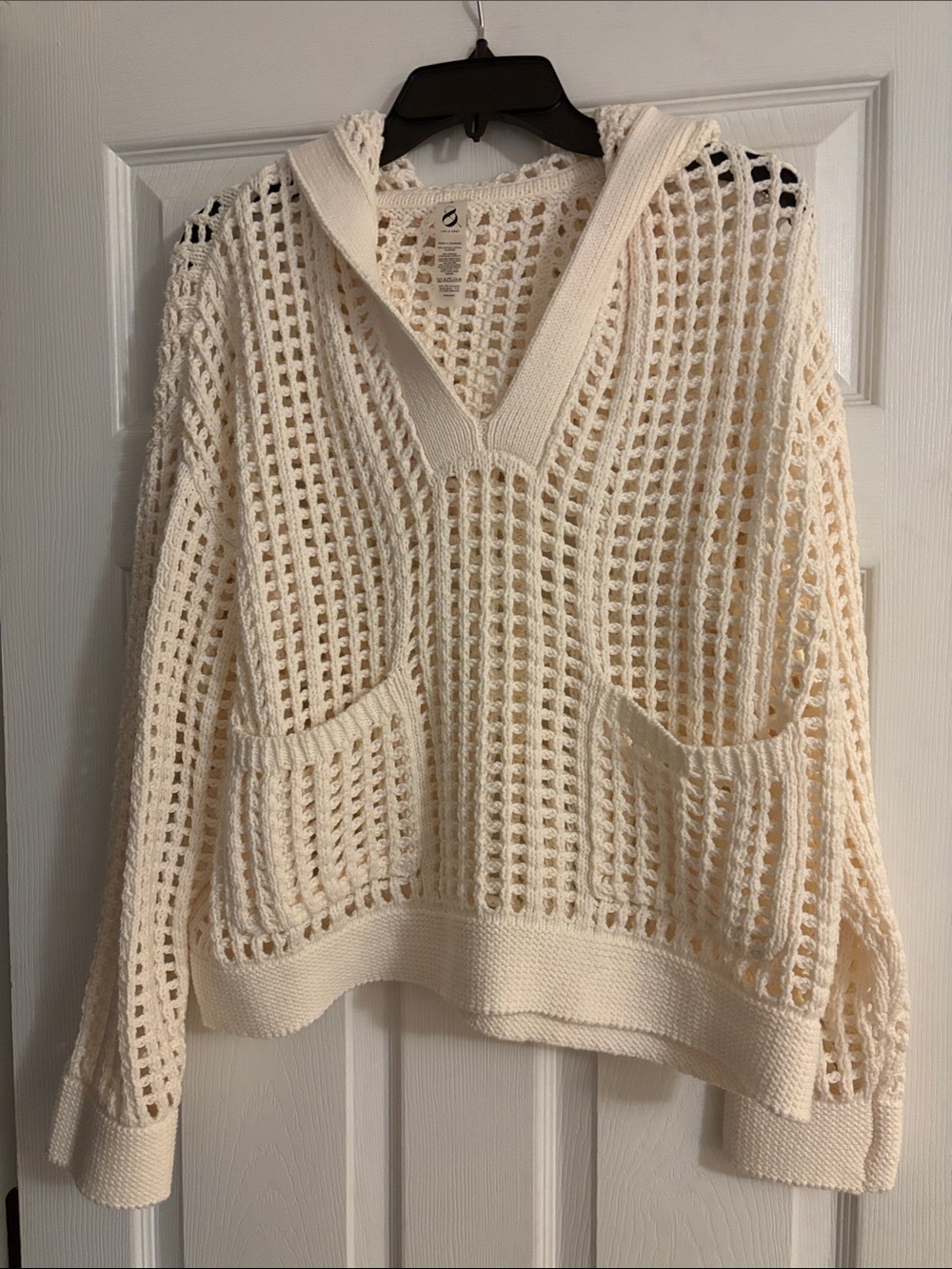 Lou & Grey open knit hooded sweater